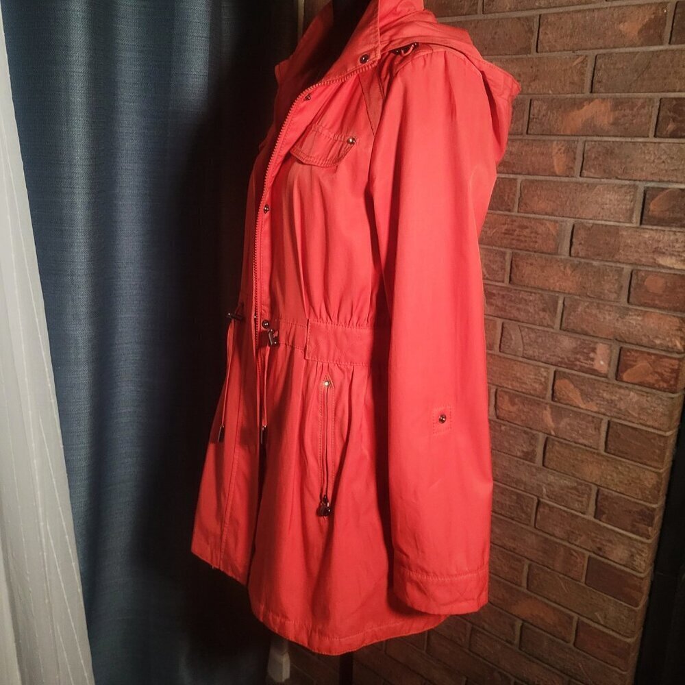 Laundry by Shelli Segal - Dk Orange Cinch Waist Water Resistant Jacket - Size S - Picture 4 of 16